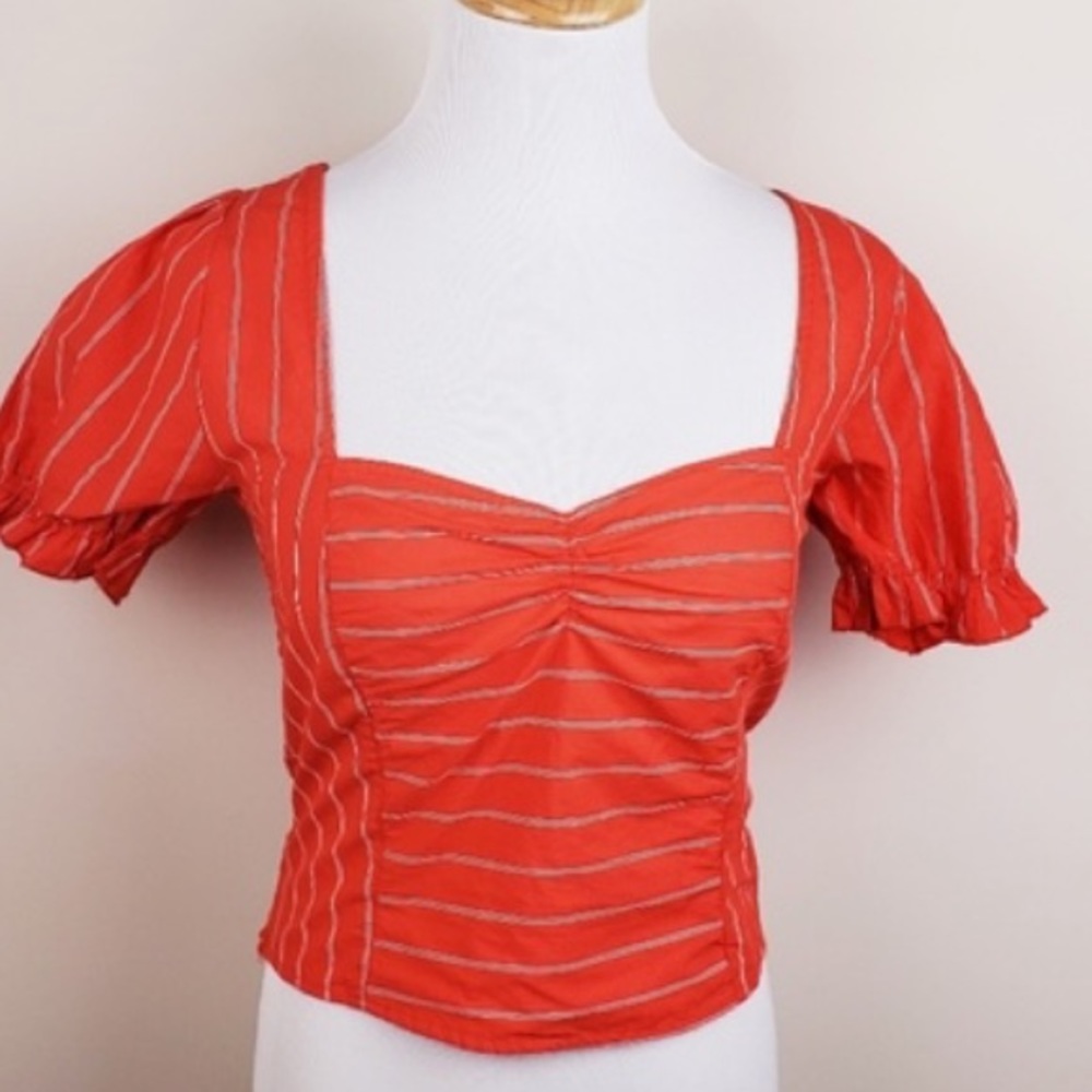 Free people cropped puff sleeve top